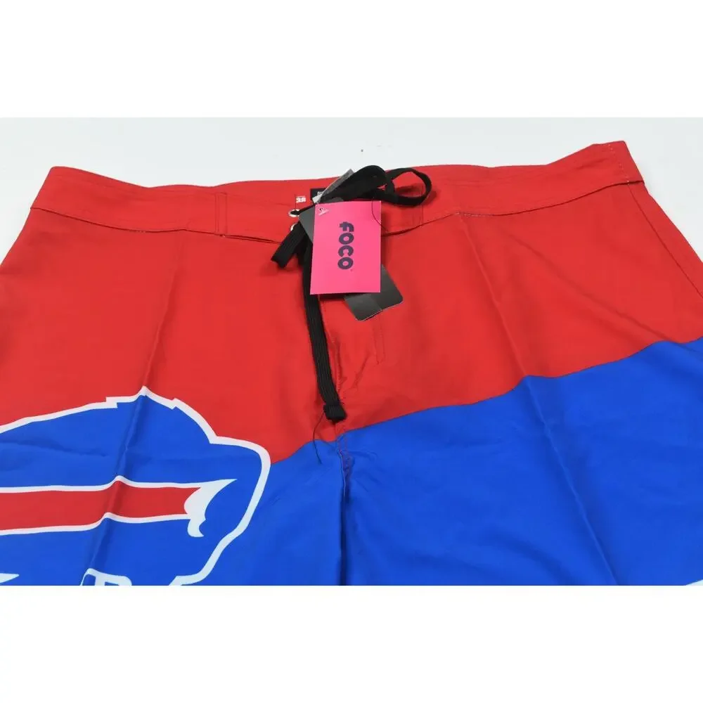Foco Buffalo Buffalo Board Shorts Mens 38 Red Blue Drawstring Lightweight Swim
